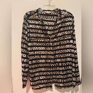 Calvin klein long sleeve button up cheetah printing blouse L